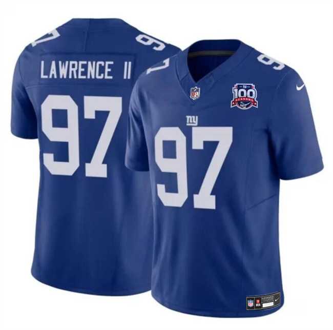 Men & Women & Youth New York Giants #97 Dexter Lawrence II Blue 2024 F.U.S.E. 100TH Season Patch Vapor Untouchable Limited Stitched Jersey